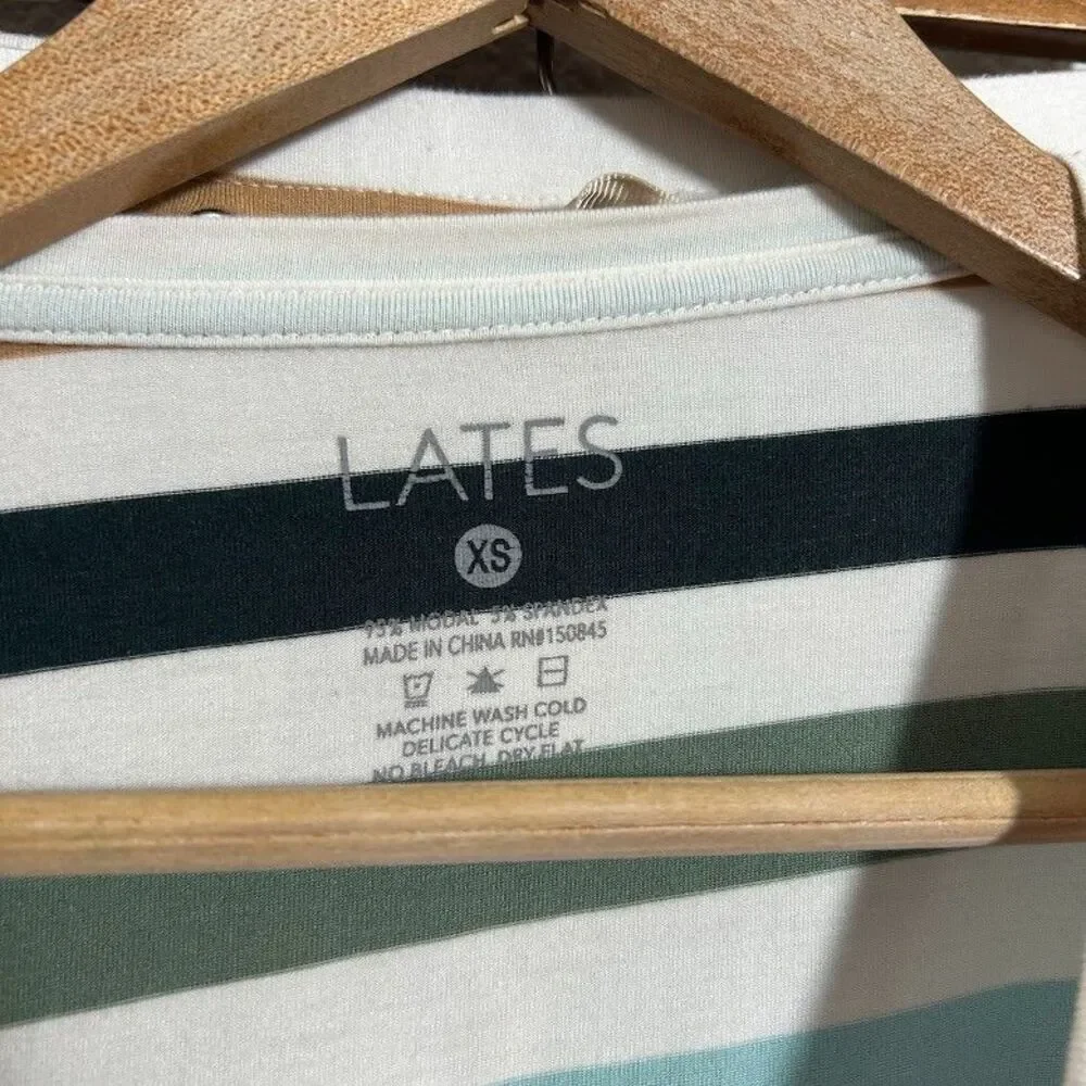Lates By Kate Striped Pajama Set XS Long Sleeve Joggers Drawstring Comfy Stretch